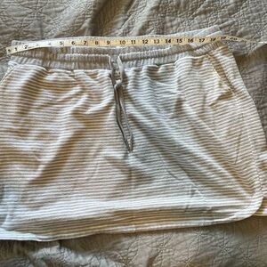 Maurice’s , gray and white striped skirt.